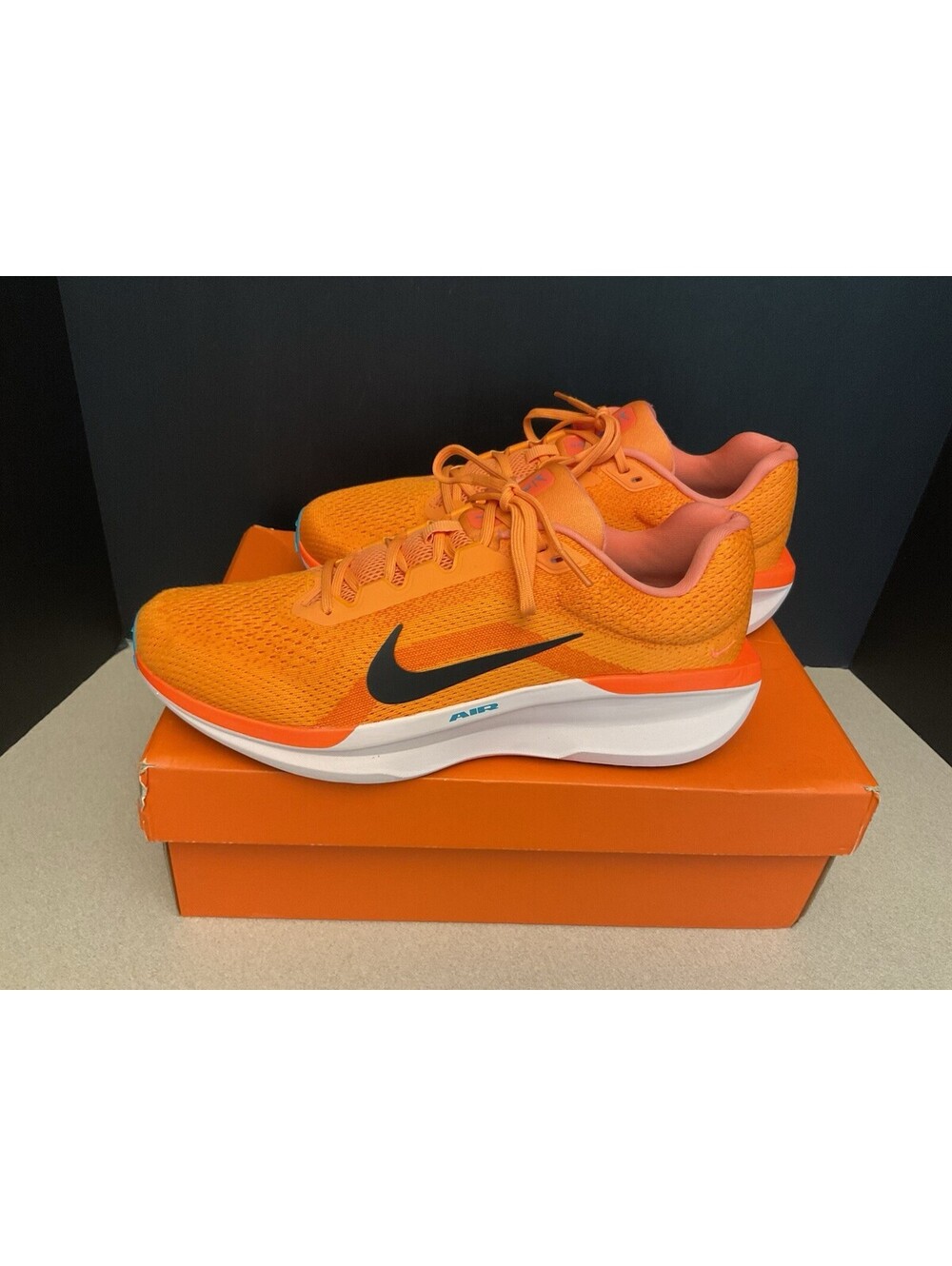 New! Mens Nike Air Winflo 11 Bright Mandarin/Black Running Shoes. Size 10.5. - Picture 5 of 12